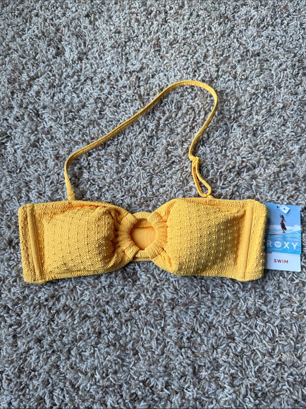 Roxy Mustard Yellow Textured Bandeau Bikini Top